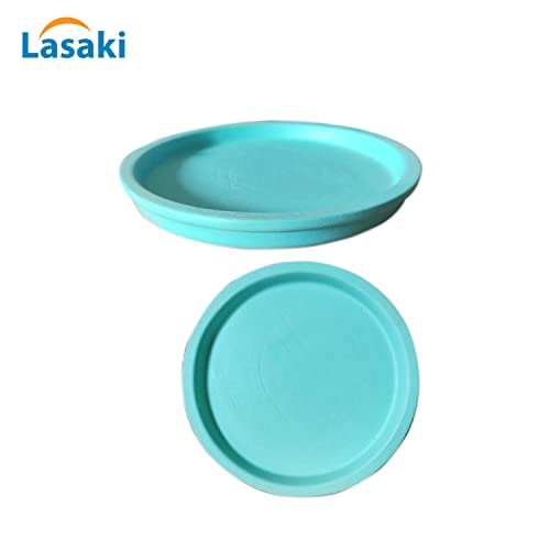 Image of Lasaki Round Ceramic Trays (Plates Saucers) for Pots, planters, Flower, Succulent(Set of 2,Aqua,3.5 inch) R3.5(Plants not Included)