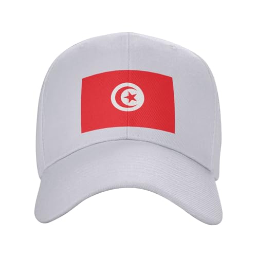 Casquette de baseball tunisienne réglable pour homme et femme Motif drapeau de la Tunisie, blanc, Taille unique