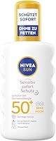 NIVEA SUN Sensitiv Sofort Schutz Sonnenspray LSF 50+, Sonnenmilch mit LSF 50+ für empfindliche Haut, wasserfester & duftfreier Sonnenschutz bei Sonnenallergie (200 ml)