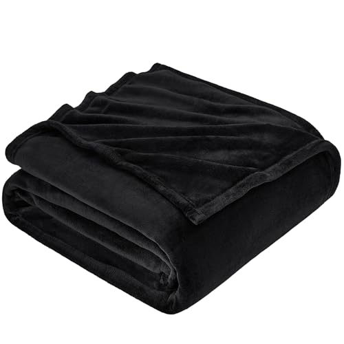 Image of EHEYCIGA Throw XL Fleece Throw Blanket for Sofa 130x178cm, Black