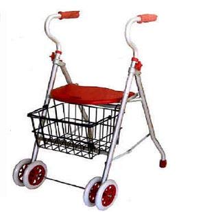 ANDADOR ALUMINIO CON RUEDA CESTA Y ASIENTO ROJO