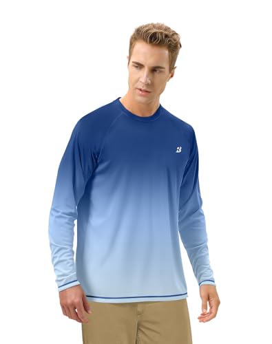 Image of Roadbox Mens UPF 50+ UV Sun Protection Shirts Outdoor Long Sleeve SPF Rash Guard for Fishing Hiking Swimming Running