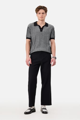 Image of SNITCH Men Casual Wear Trousers| Regular Fit Mid Rise Solid Wide-Leg Pants | 100% Linen Breathable & Lightweight Fabric for Summer, Office & Outings