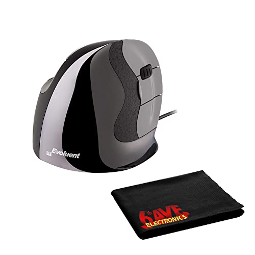 Evoluent VMDS Vertical Mouse Right Hand (Wired) + Microfiber Cleaning Cloth (Basic Bundle)