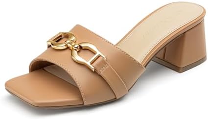 Athlefit Women's Raffia Heeled Sandals Square Open Toe Slip On Mu...