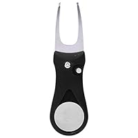 MAGT Golf Pitchgabel, 304 Edelstahl Golf Divot Tool ABS Kunststoffgriff Pitchgabel klappbar Golf Spring Divot Repair Pitch Putting Gabel Tool für das Training(Schwarz)