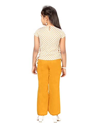 Image of Aarika Girls Yellow Color Polka Dot Pattern Top & Pant Set