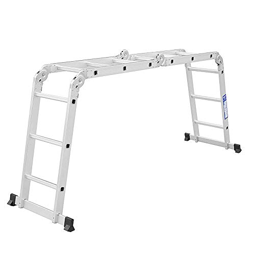 12.5' Aluminum Multi Purpose Folding Ladder Scaffold Ladders - 330Lbs