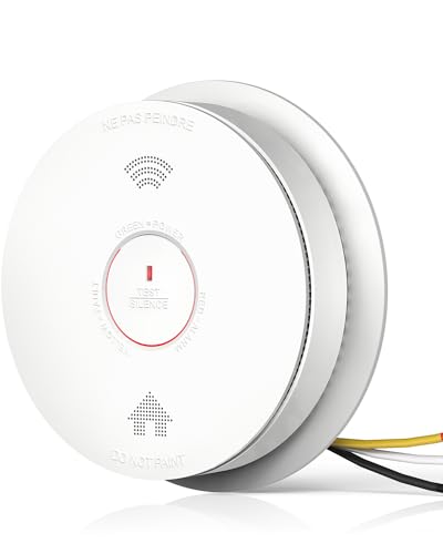 SITERWELL Hardwired Interconnected Smoke Detector Carbon Monoxide Detector Combo with 2 AA Batteries Back Up, 2 in 1 Smoke and CO Detector with Voice Alert, Smoke and CO Alarm with Self-Check, 1 Pack