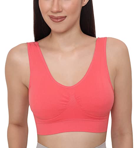 Image of GLAMORAS Women Nylon Elastane Lightly Padded Non Wired U Back Sports Bra | Seamless Stretchy Low Impact Yoga Workout Bra with Removable Pads - Size- Small to 4XL