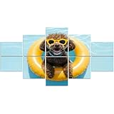Art Acoustic Panels Portrait dog summer funny poodle puppy inside yellow inflatable Acoustical Soundproof Wall Panel with Self-Adhesive Decorative Sound Absorbing Panel Acoustic Treatment