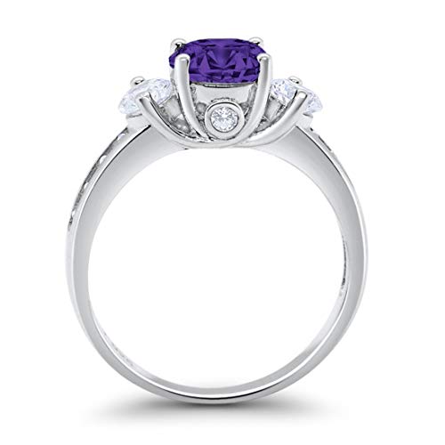 Blue Apple Co. Three Stone 3-Stone Wedding Engagement Ring Round Cubic Zirconia Solid 925 Sterling Silver Choose Color3