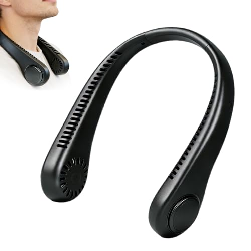 Ventilador de cuello refrescante – 3 velocidades soplador silencioso y refrescante – Ventilador sin aspas recargable de cuello | Para papá, mamá, deportes, viajes al aire libre, verano, camping y