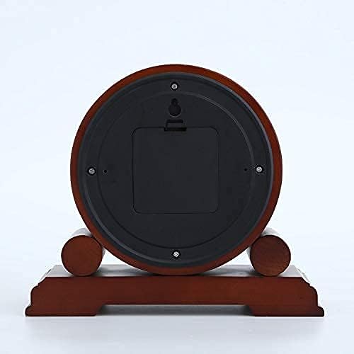 Miniatura 7 de Reloj de estante de madera para decoración de sala de estar, silencioso, decorativo, de madera maciza, funciona con pilas, para repisa, oficina,