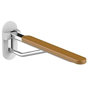 Foldable Toilet Grab Bar， Folding Bathroom Support Safety Rail Wall Mounted，Toilet Handrail for Elderly, Disabled & Pregnant （Wood）