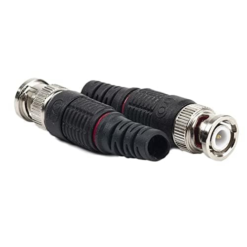 MX BNC Male Connector Pack of 10, Coaxial RF Plug for CCTV Camera & Video Surveillance Systems, Compatible with RG59/RG6 Cable, Durable Metal BNC Connector with Secure Bayonet Lock, Easy Installation