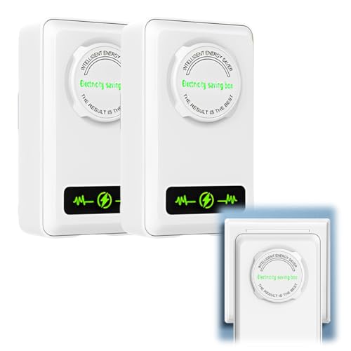 Tomedeks Electricity Saver 2 Pezzi – Dispositivo Professionale per Risparmio Energetico 30kW, 90V-250V, con Chip Intelligente, Protezione da Sovraccarico e ABS Ignifugo, per Casa e Ufficio