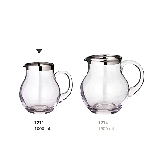 EDZARD Glass Carafe Olivia, fine Crystal Glass jug with Platinum Rim, Filling Volume 1.0 Liter, Height 6,3 in - Image 3