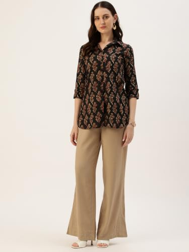 Image of feranoid Classic Collared Cotton Shirt with 3 /4 Sleeve for a Timeless Casual Look