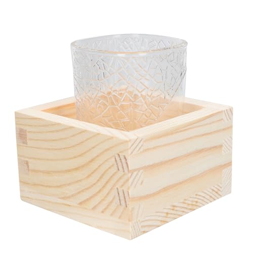 iplusmile 木製清酒杯 おちょこ風レトロデザイン 酒器 家用リカー容器 ガラスカップ付き 徳利対応 飲みやすい滑らか縁 お茶 冷酒 熱燗に