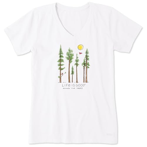Life is Good Women's Crusher Tee, Short Sleeve Cotton Graphic T-Shirts, Lig Among The Trees