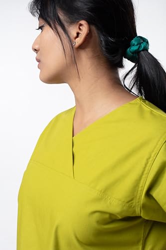 Image of UNIFORM CRAFT Women's Scrub Suits DSVX || 4 pocket scrubs | Ideal for doctors, dentists, vets, nurses & healthcare professionals (Lime Green, XXL)