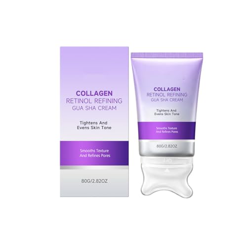 Crema Antiarrugas con Retinol y Colágeno 80g con Herramienta de Masaje Gua Sha, Hidratante Profundo para Rostro y Cuello, Alisa Líneas Finas para Todo Tipo de Piel