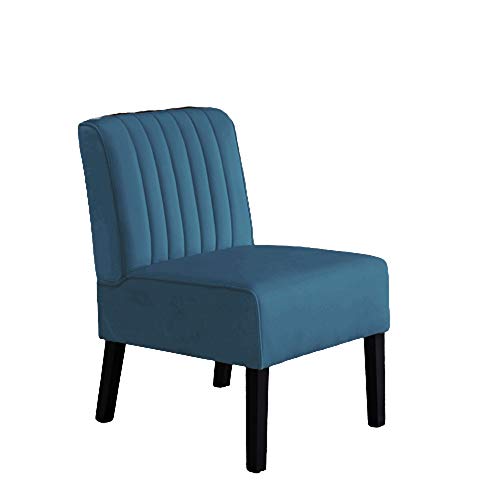 Sillón con tapizado de terciopelo y estructura de madera Azul miniatura 3
