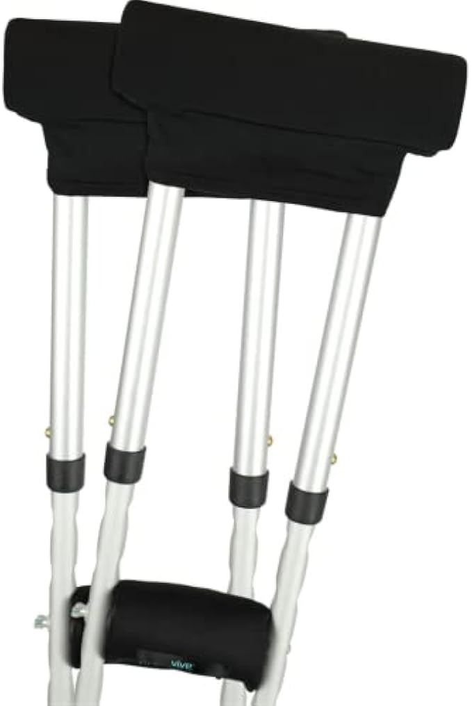 Vive Crutch Pads - Padding for Walking Arm Crutches - Universal Underarm Padded Forearm Handle Pillow Covers for Hand Grips - Soft Foam Armpit Bariatric Accessories for Adults, Kids (1 Black Pair)