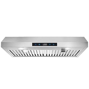 SNDOAS Range Hood 30 Inch Under Cabinet,Ductless Range Hoods with Touch Control,3-Venting Kitchen hood,Stainless Steel Vent Hood,Under Cabinet Range Hood 30 inch,Hood Vents for Kitchen 3 Speeds