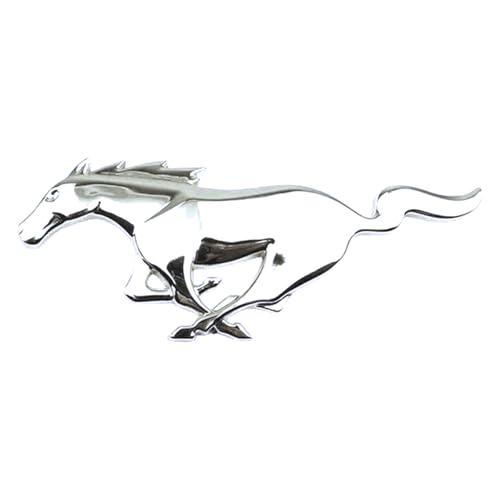 Sakuun Horse-Shaped 3D Metal Emblem Logo – Big, Silver, 15.5 x 6 cm– Running Stance Badge for Cars, Bikes, & Any Flat Surfaces
