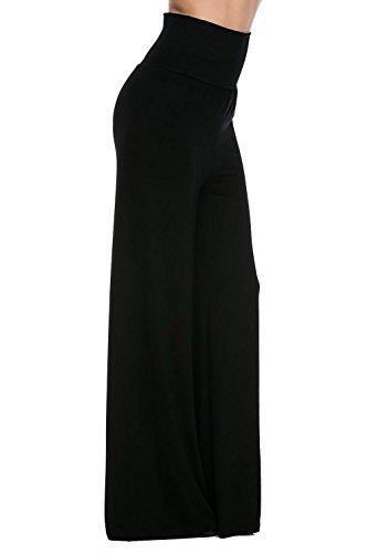 Vivicastle Black Plain High Waist Wide Leg Yoga Palazzo Pants (X-Large, Black) #TOP2