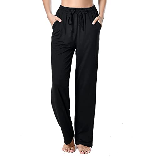 Women's Drawstring Pants, Wide Leg Yoga Sweatpants Comfy Loose Straight Lounge Pants with Pockets2