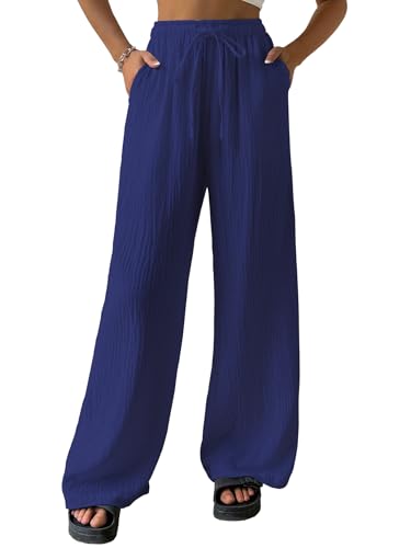 Image of Shasmi Women's Trousers | Wide Leg Casual Pants Featuring a Relaxed Silhouette | Secure fit for All-Day wear | Convenient Side Pockets | Straight-Leg Cut | Elegant Design | Premium (157)