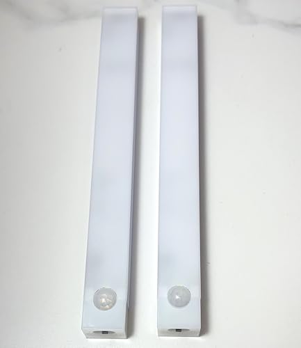 2-Pack, 12-Inch, LED Motion Sensor Cabinet Light, USB Rechargeable, Magnetic Mount, 120° Detection, White