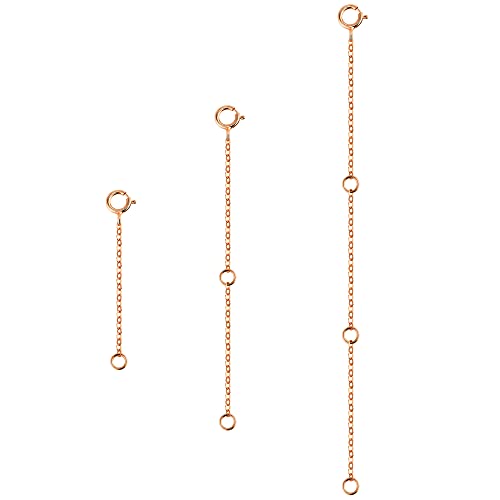 ALEXCRAFT 3 pièces d'extension de chaîne en or rose, 14k plaqué or rose extension de chaîne collier cheville bracelet pour la fabrication de bijoux femmes...