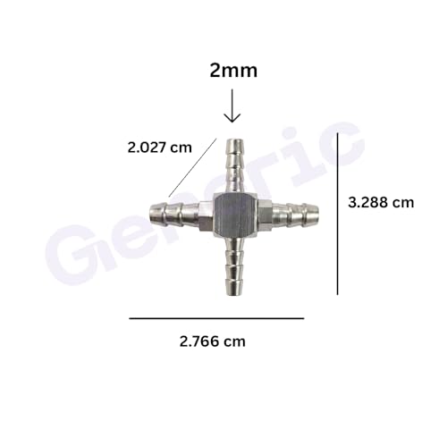 Image of Dental Chair Parts - Brass Nipple Size 2mm + 4mm Four Way Joint, Superior Quality, Compact Design, Long Service Life (Pack of 3)