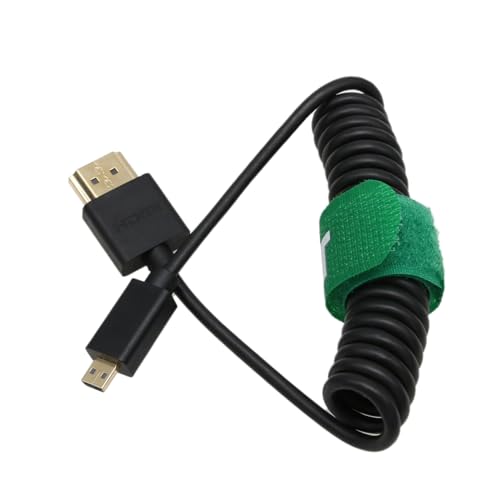 Image of HangTon Micro HDMI to HDMI 4K 60p 6K 8K Coiled Cable for Sony A7C A7R IV Canon R8 R10 R6 mkII XT4 Lumix S5 Camera Ninja V Monitor DJI RS, HDMI 2.1 Type A D Ultra HD