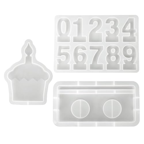 Qsvbeeqj Número Pastel Silicona Velas Moldes para Velas Portavelas Pastel Chocolate Fondant Moldes de resina epoxi Molde de silicona Fiesta de cumpleaños Vela