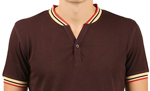 Image of zebu Men's Half Sleeve Cotton Henley Neck Tshirt with bio wash (Pack of 1).