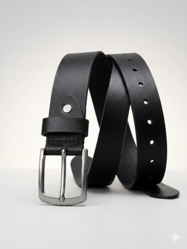 Image of LUQHAD Men's Genuine Leather Belt, Formal & Casual Wear, Rust-Proof Alloy Buckle