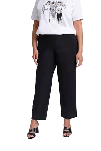 Ulla Popken Damen 7/8-Chinohose Ruby, Elastikbund, weites, gerades Bein Freizeithose, Black Beauty, 56W / 32L Ulla Popken Damen 7/8-Chinohose Ruby, Elastikbund, weites, gerades Bein Freizeithose, Black Beauty, 56W / 32L