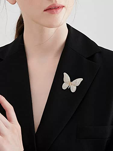 Image of Luxury Butterfly Full CZ Brooches Pins Sparkly Crystal Animal Brooch Classic for Wedding Party Dance Banquet for Women Ladies Dainty Elegant Beautiful Girls Minimalist Lapel Pins Dress Suit Ceremony Clothes Accessories Jewelry Mother's Day Valentine's Day Decor Christmas Gifts