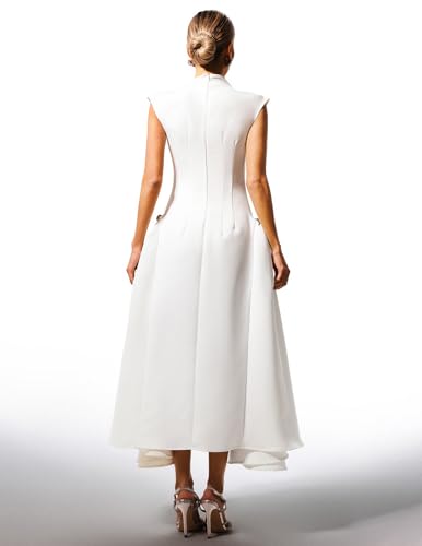 BELLA BARNETT Sleeveless Mock Neck Pockets Prom Dress Maxi Classy Elegant Solid Color Evening Formal Dress3