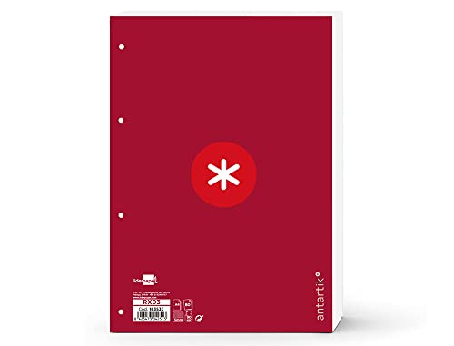 Liderpapel, Antartik, Recambio 80 Hojas De Cuadros, 90G/M2, 5 Mm, 4 Taladros, Con Banda Marco, Color Frambuesa
