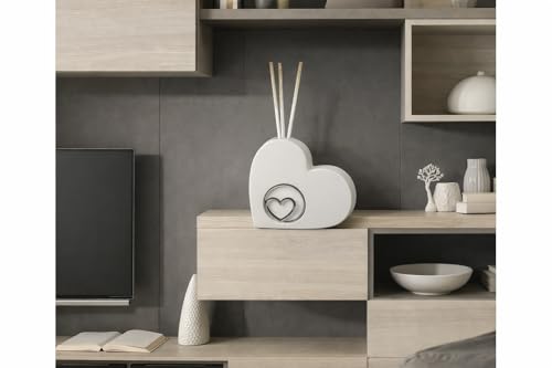 Claraluna Bomboniera Profumatore Diffusore con Cuore Silver, Modello 2026, Design a Cuore, Colore Bianco