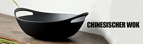 Wok de hierro fundido tradicional chino con tapa y doble asa 32cm miniatura 6