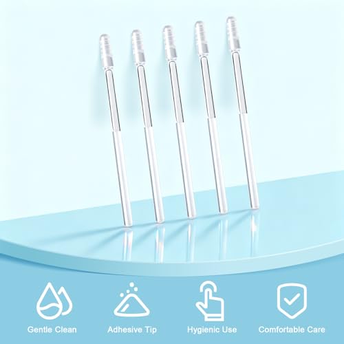 Earwax Removal Adhesive Swabs, Reusable Sticky Ear Swabs with Soft Flexible Tip, Washable Ear Cleaning Sticks with Dust Cover Packaging, Ear Cleaning Tool for Adults & Kid (Large-24Pcs)