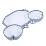 OSOLADY 吸盤付きシリコン製カニ形 用食事プレート 用仕切り付き吸着皿 滑り止め耐熱 食洗機対応離乳食トレーニング食器 ブルー