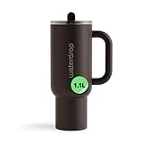 waterdrop® Gourde Isotherme avec Paille 1.1 litre - Froid Pendant 12 Heures, Mug Isotherme, Tasse Isotherme avec Poignée, Bouteille d'eau en Acier Inoxydable